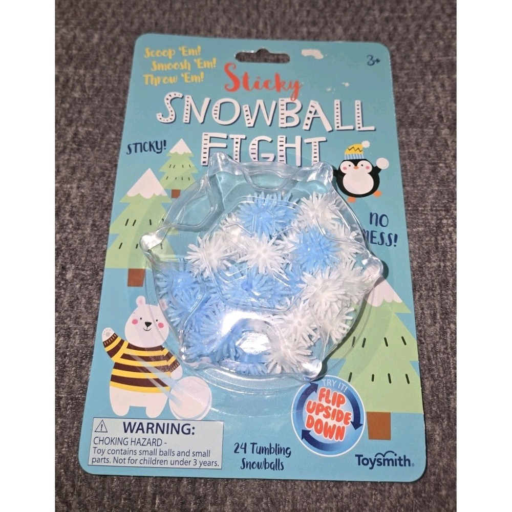 Toysmith Sticky Snowball Fight 24 Tumbling Snowballs Indoor‎ Toy 6901 Blue White